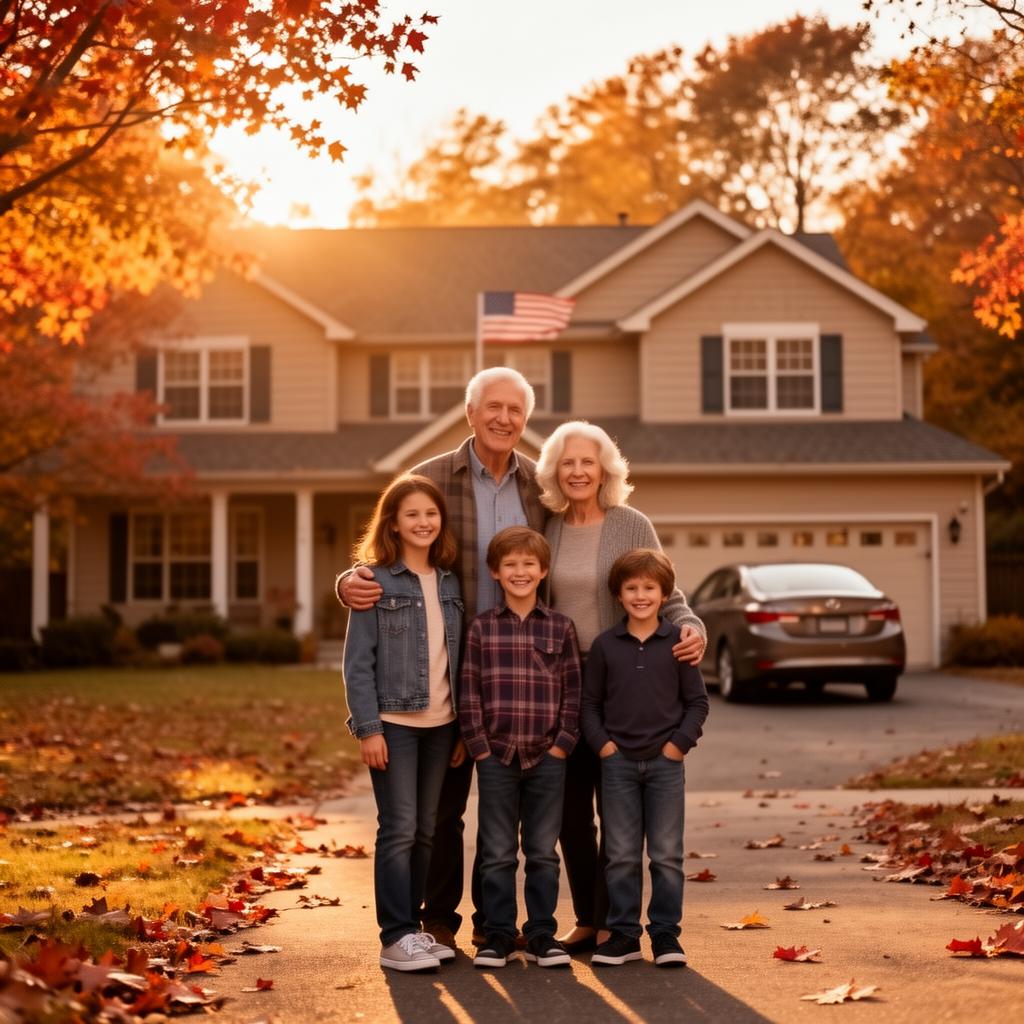 A Rochester family standing outside their home